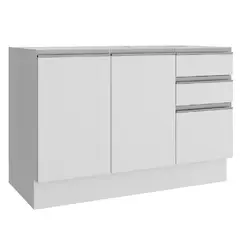 MADESA - Mueble de Cocina Bajo Glamy 1.20 Metros 2 Puertas 3 Cajones - Blanco