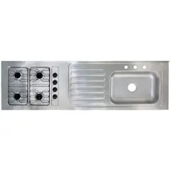 GENERICO - Lavaplatos 180X52 Cubeta 54X34 Derecha 4 Fogones Encendido Electónico Parrilla Platina 3H