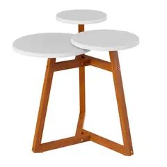 MUEBLES 2020 - Mesa Auxiliar Buk 64X65X67 Blanco/Almendra