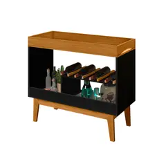 MUEBLES 2020 - Mesa auxiliar y Recibidor Moderno Bora 80X90X39 cm Negro/Natural en MDF de ata resistencia