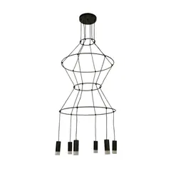 ARTELUCE - Lámpara Led Colgante Negra 6 Luces Luz Cálida