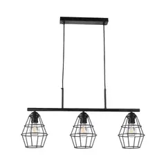 IKELITE DESIGN - Lámpara Colgante Negra 3 Luces E27 Estilo Moderno Ikelite