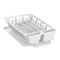 VANYPLAS - Escurridor Platos con Bandeja y Portacubiertos Blanco