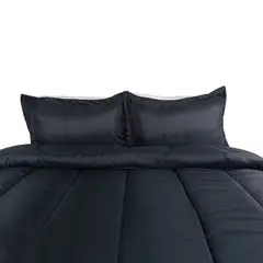 undefined - Edredón Unicolor Negro Doble