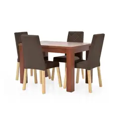 HOGAR VENECIA - Juego de Comedor Mérida 4 Puestos + Sillas Liverpool Tela Chocolate