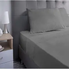 VOYPRE - Juego De Sábanas Unicolor Tamaño Doble Gris