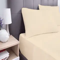 VOYPRE - Juego De Sábanas Unicolor Tamaño Doble Beige