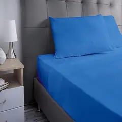 VOYPRE - Juego De Sábanas Unicolor Tamaño Queen Azul Rey
