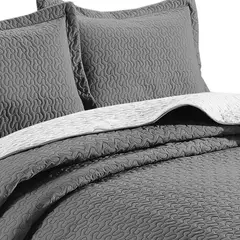 DISTRIHOGAR - Quilt Doble Faz 280x235cm Microfibra Essen Gris