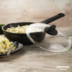 UNIVERSAL - Sartén en Aluminio Antiadherente 24cm Negro Moon Apto para Inducción
