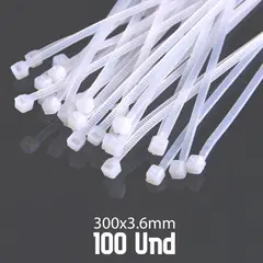 GENERICO - Amarre 300 mm x 3.6 mm Blanco x 100 Unidades