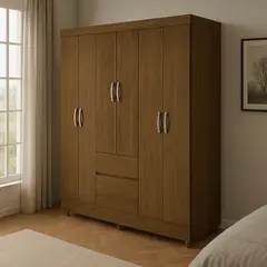 MUEBLES 2020 - Closet 6 Puertas 2 Cajones Valent 181X153,3X40 Cm Marrón