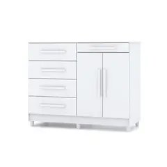 MUEBLES 2020 - Cómoda Ginesta en MDP con Cajonera 2 Puertas 122x96,5x47 cm para Habitación Blanco