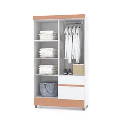 MUEBLES 2020 - Clóset en MDP Moderno Bonic 4 Puertas 2 Cajones Blanco/Rosado Flex 181x102,6x40 cm
