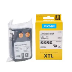 DYMO - Cinta vinilo color negro/blanco 19mm 7m Para rotuladora XTL300/500