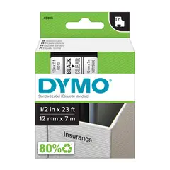 DYMO - Cinta D1 Plástico Negro/Transparente 12 mm 7M para Rotul Lm210280420
