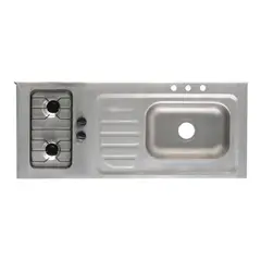 GENERICO - Lavaplatos 120X52 Cubeta 44X29 Derecha 2 Fogones Encendido Electónico Parrilla Platina 3H