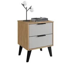 MULTIMUEBLES - Mesa Noche 2 Cajones 859 Nogal Blanco 57X45X38.6