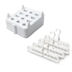 ENERGY PLUS - Organizador De Ropa X10 Unidades Blanco + 4 Ganchos Ahorradores
