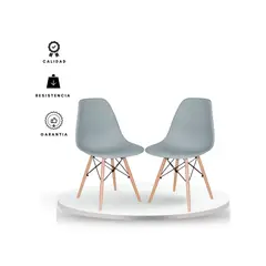 EKONOMODO COLOMBIA - Set X2 Silla Auxiliar Eames 39X45X85 Gris