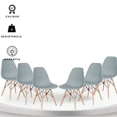 EKONOMODO COLOMBIA - Set X6 Silla Auxiliar Eames 39X45X85 Gris
