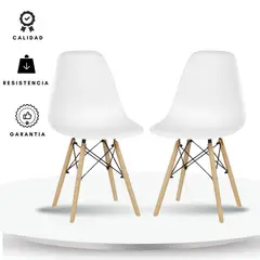 EKONOMODO COLOMBIA - Set X2 Silla Auxiliar Eames 39X45X85 Blanco