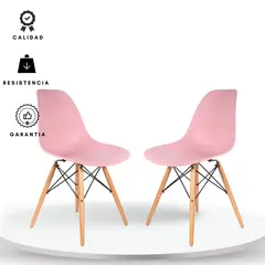 EKONOMODO COLOMBIA - Set X2 Silla Auxiliar Eames 39X45X85 Rosado