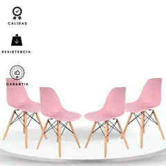 EKONOMODO COLOMBIA - Set X4 Silla Auxiliar Eames 39X45X85 Rosado