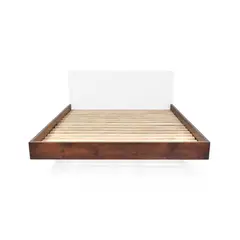 HOGAR VENECIA - Cama Lanus Queen Blanco Caramelo