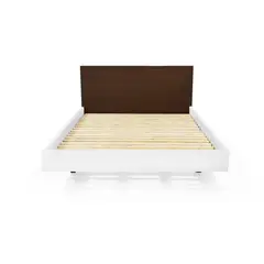 HOGAR VENECIA - Cama Lanus Doble Tabaco Blanco