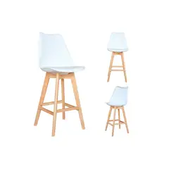 BONNO - Set x3 Bancos Para Bar Ema Blanco Tapiz