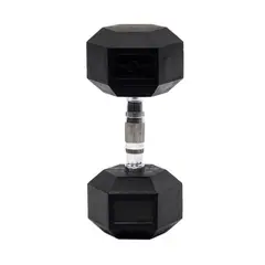 SPORTFITNESS - Mancuerna Hexagonal De 12.5 Kg Encauchetada Color Negra