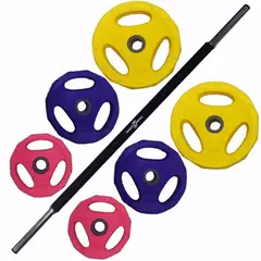 SPORTFITNESS - Set De Pesas Body PuCon Barra Cromada 20 Kg