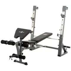 SPORTFITNESS - Banco Con Soporte Para Pesas Y Predicador Multifuncional Capacidad 120 Kg Color Negro