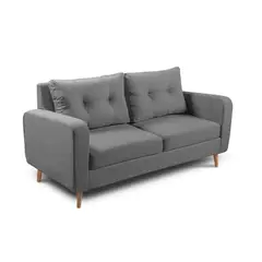 KAIU HOME - Sofá Palermo 3 Puestos Gris + Patas En Roble