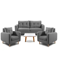 KAIU HOME - Juego De Sala Palermo 1 Sofá + 2 Poltronas + Mesa
