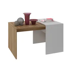 MUEBLES 2020 - Mesa de centro Cobeña 52,5x90x63,2cm Teca/Blanco apagado