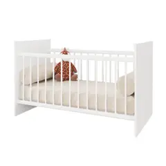 MUEBLES 2020 - Cuna para Bebé Jaén Blanca 134X69X81 Cm Altura Ajustable en Mdp