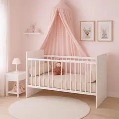 MUEBLES 2020 - Cuna para Bebé Jaén Blanca 134x69x81 cm Altura Ajustable en MDP