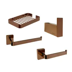 INKORPORAR - Kit Accesorios para Baño X 4 Grazia Oro Rosa Brillante