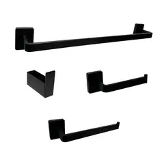 INKORPORAR - Kit Accesorios Baño X 4 Onix Negro Inkoporar