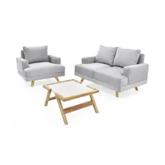HOGAR VENECIA - Sala Lisboa Tela Plata + Mesa Dakota