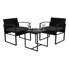 VM HOGAR - Juego De Balcón / Bistro / Patio Exterior 3 Piezas Metal Granate Gris