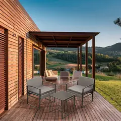 VM HOGAR - Juego de Balcón / Bistro / Patio Exterior 3 Piezas Metal Granate Gris