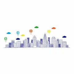 ADAZIO - Vinilo Decorativo Skyline Infantil 150X34Cm