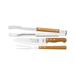 TRAMONTINA - Set Parrillero De 3 Piezas Pinzas + Cuchillo + Tenedor Acero Inoxidable
