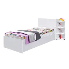 MUEBLES 2020 - Cama Infantil Gea Blanca con Cama Auxiliar y Estantes 218x123x91 cm