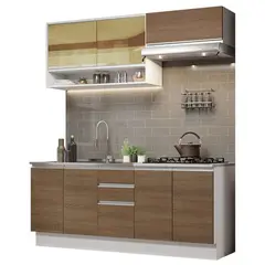 MADESA - Cocina Integral Glamy Color Marron Con Meson 2.00m