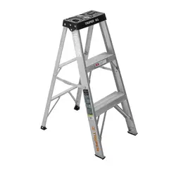 TRUPER - Escalera 0.9 m 3 Escalones 2 Pasos Tijera Aluminio Tipo III 150 kg
