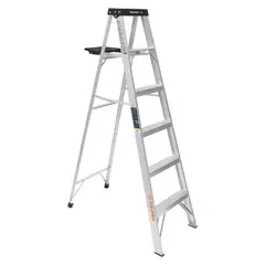 TRUPER - Escalera 1.8 m 6 Escalones 5 Pasos Tijera con Bandeja Aluminio Tipo III 150 kg